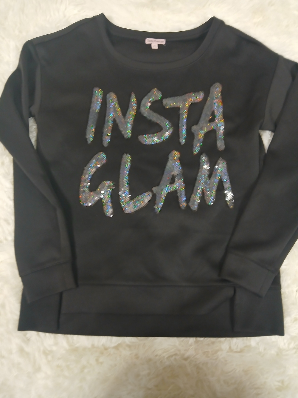 Black 'Insta Glam' Sequin Sweatshirt - Women
